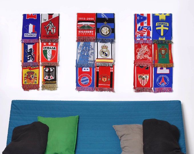 Sport scarfs display rack- Football Soccer scarves display Holder-Support d'écharpe - Estante de bufanda de fútbol- Porta sciarpa da calcio