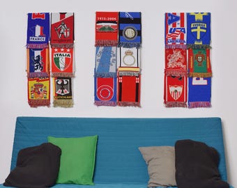 Sport scarfs display rack- Football Soccer scarves display Holder-Support d&#39;écharpe - Football scarf rack- Porta sciarpa da calcio