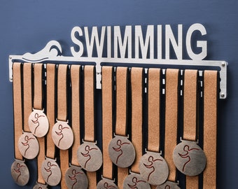 Swimming medal display, Medal Hanger Holder Display Rack (450mm), Medal Hooks, Swimmer Gift, Award, Porte-médailles, Medaillen-Aufhänger