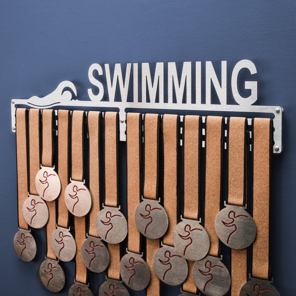 Swimming medal display, Medal Hanger Holder Display Rack (450mm), Medal Hooks, Swimmer Gift, Award, Porte-médailles, Medaillen-Aufhänger