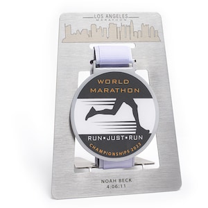 Los Angeles Medal Display Personalized - High-Quality Stainless Steel Laser Engraving - Marathoner Gift - Collection Organizer
