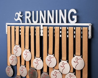Soporte para medallas - Exhibidor de medallas de running (450 mm), Soporte para medallas, Colgador de medallas, Ganchos para medallas, Regalo para maratonistas, Regalo para corredores