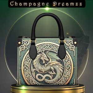 Keltischer Drache aus Nappaleder Mini Bon Church Shopper Handtasche von Champagne Dreamzz