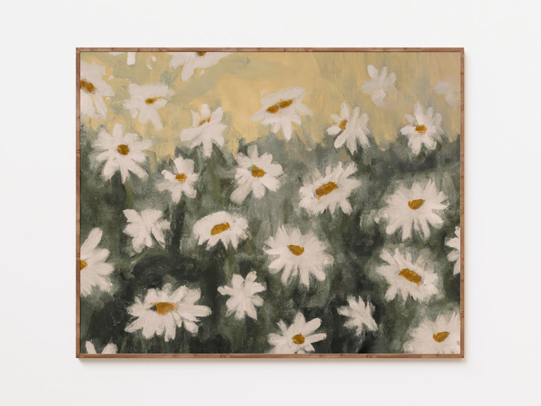 Daisies Wall Art, Daisy Flower Art Print, Meadow Flowers Wall Art