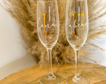 Personalized champagne glass with monogram, bridal couple, wedding, birthday, JGA, bride, maid of honor, gift,