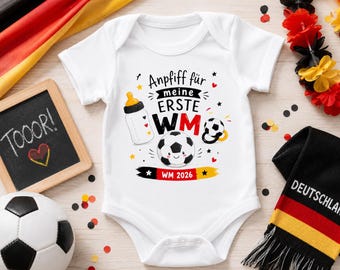 Meine erste WM 2026 Babybody | Fußball Strampler Deutschland Fan | Baby Fan Outfit | WM Baby Geschenk zur Geburt