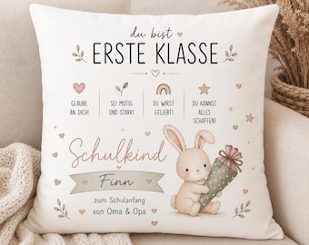 Personalized back-to-school pillow | Back-to-school gift with name | Schoolchild pillow | Gift from Grandma & Grandpa | Encouragement booster | 40x40