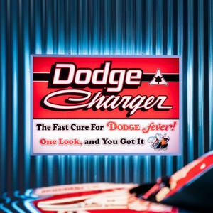 Dodge Charger Sign, Officially Licensed Dodge Product, Dodge Charger Metal Sign, Dodge Scat Pack Sign. Dodge Dealership Style Sign