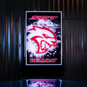Dodge Hellcat backlit Sign, Dodge Hellcat Charger Sign, Dodge Hellcat Challenger sign Hellcat Challenger Sign Father&#39;s Day Gift