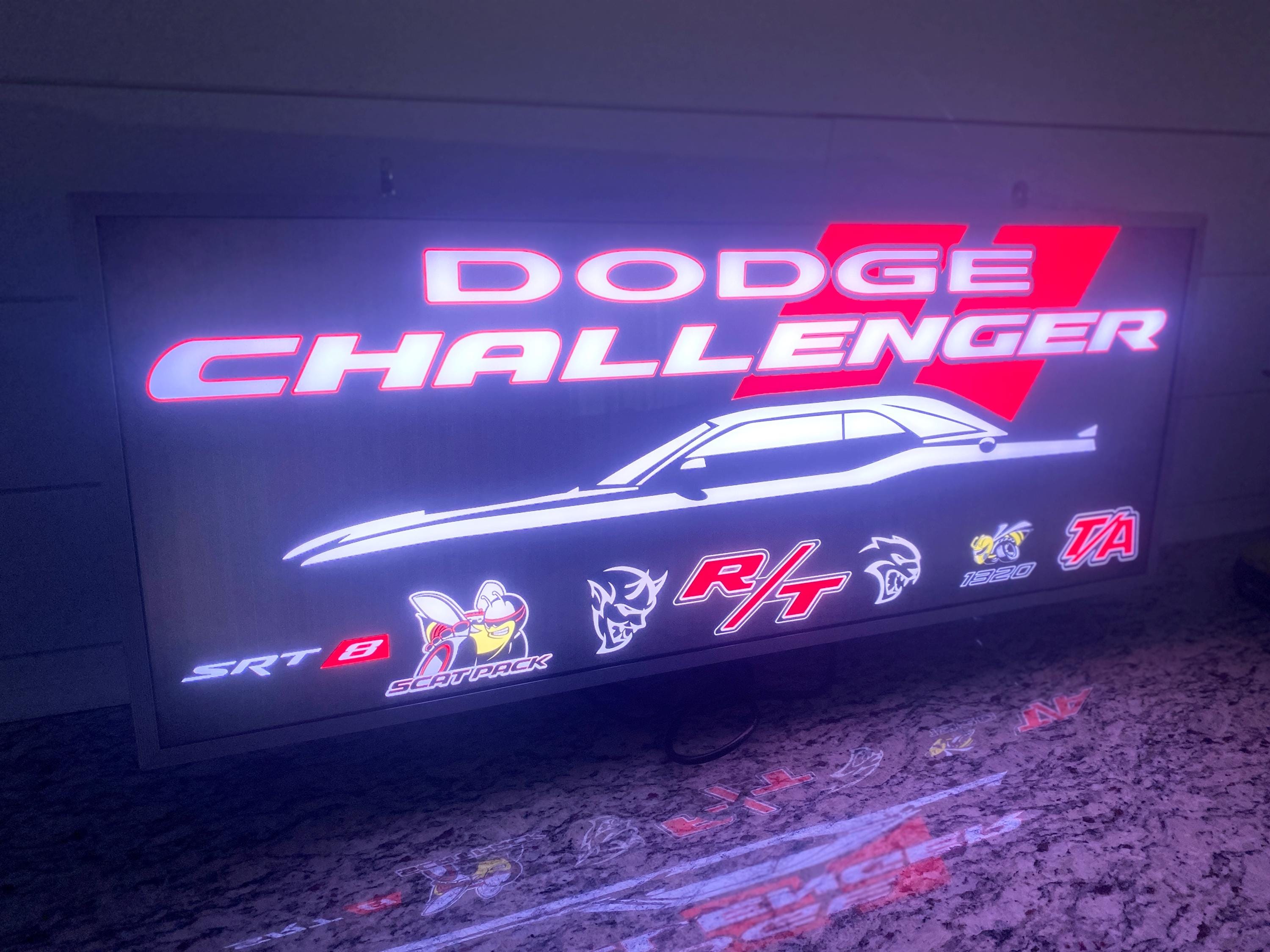 Dodge Challenger Lighted Sign, Dodge Scat Pack, Dodge Demon, Dodge