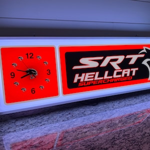 Dodge Hellcat backlit clock sign, Charger Challenger, men’s Christmas gift