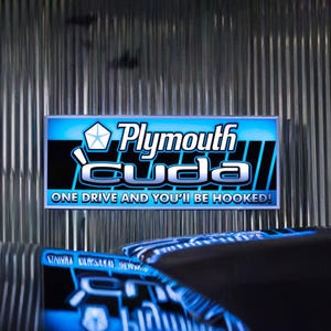 Plymouth Cuda Sign, Officially Licensed Chrysler Plymouth Product, Plymouth Cuda Metal Sign, Plymouth Rapid Transit Sign. Gift for dad