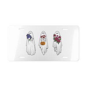 Halloween Car Accessories, Cute Ghosts Vanity Plate, Spooky License Plate for Women, Gift for Birthday, Gift for Halloween Lover