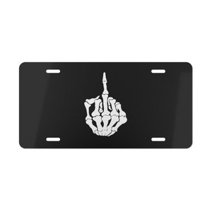 Middle Finger Skeleton Vanity Plate, Women's Car Accessories, Spooky Car Accessories, Goth Car Accessories, Gift for Best Friend Birthday