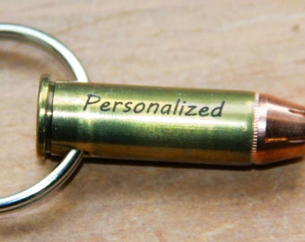 Engraved Pistol Bullet Keychain | Personalized Ammo Keychain | 45ACP | 9mm | 44Mag | Gift for Him | Groomsman Gift | Graduation Gift | Ammo