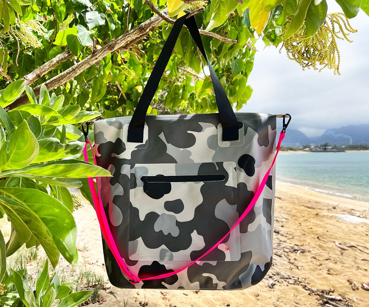 Rubber Beach Bag With Holes ,1 Beach Tote Bag + 1 Swim Wet & Dry  Bag,Waterproof Washable Proof Durable Open Tote Bag