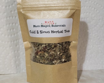 Herbal Cold and Sinus Tea Blend 1 ounce, loose leaf tea, Elderberry, Mullein, Peppermint, Ginger, Thyme, Lemon, Orange, Lemon Balm, Rose Hip