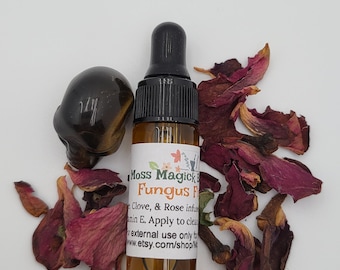 Fungus Fighter Nail Oil, 1/8 oz dropper bottle, trial size, tea tree, clove, rose oil, nail fungus oil, bath & beauty, nail health, spa