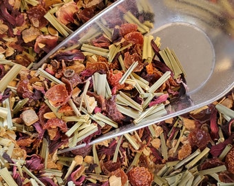 Potent Vitamin C Herbal Tea, Hibiscus Rose Hips Blend, Caffeine-Free, Loose Tea, Winter Wellness
