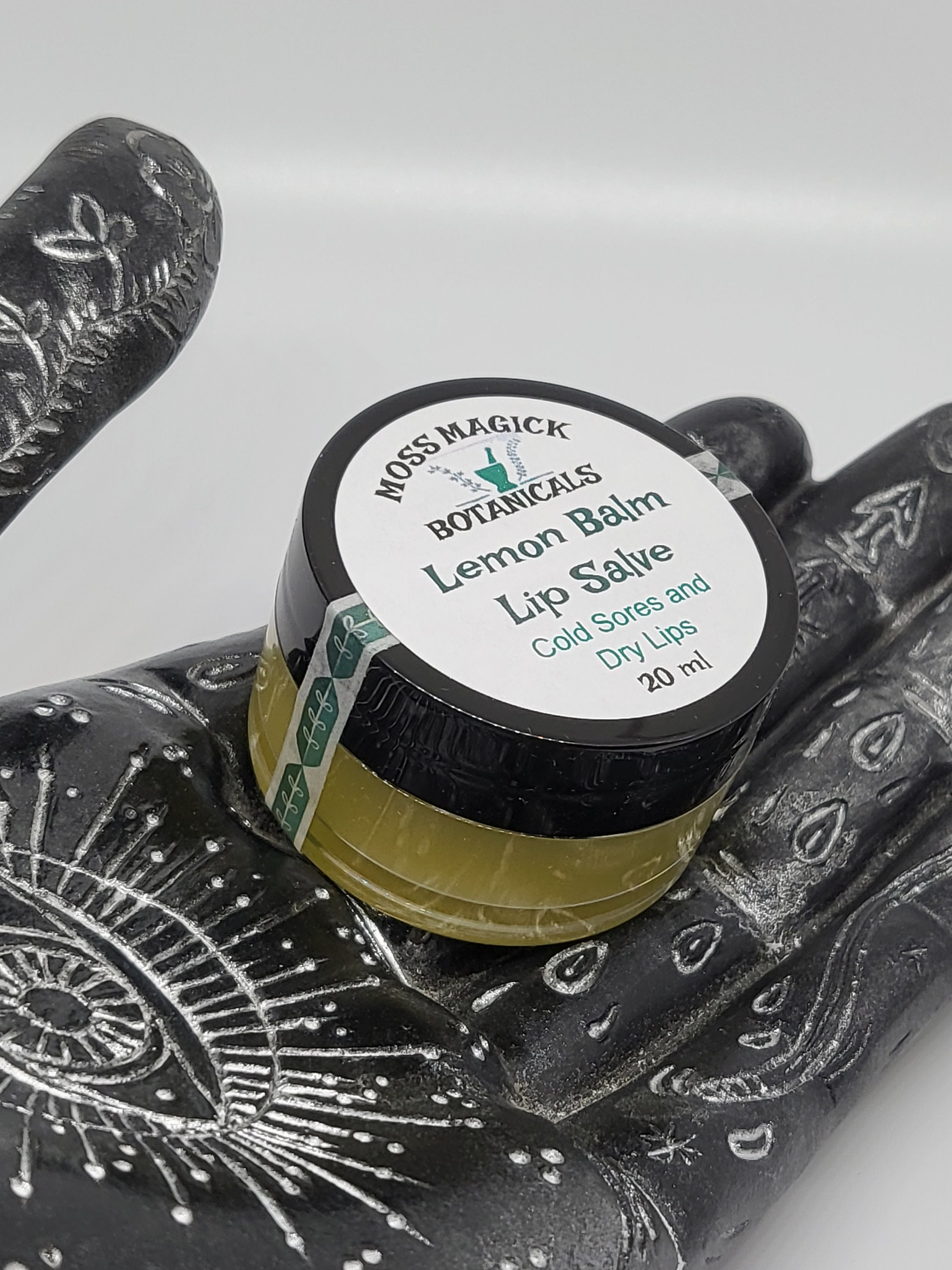 Lemon Balm Lip Salve, herbal lip balm, dye free balm, plant based lip ointment, lemon lip balm jar, sore lip balm, gifts for him, her, they