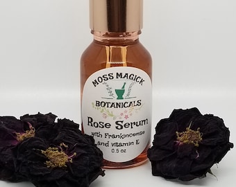 Rose Oil Facial Serum, rose infused oil with frankincense and vitamin e, gift for her, healthy skin, womans face oil, bath beauty