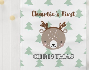 PERSONALIZED Baby Deer Christmas Blanket | Baby's First Christmas Gift | Christmas Baby Shower Gift