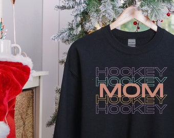 HOCKEY MOM Boho Pastel Print Sweater | Christmas Gift for Mom | Hockey Mom shirt | Christmas Gift for Her |