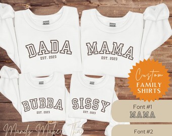 Matching Family Sweater, Personalized Mom Dad Matching Shirt, Mommy and Me, Birthday Party, Bubba, Sissy, Mini Shirt, Family Photo Shirt