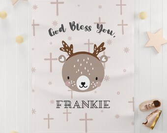 PERSONALIZED Baby Girl Baptism Blanket | Baby's First Christmas Gift | Christmas Baby Shower Gift