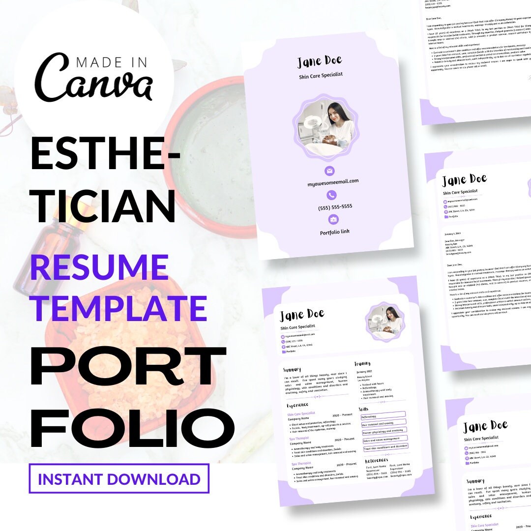 Esthetician Resume Template for With FREE Ebook How To: Create Graphic ...
