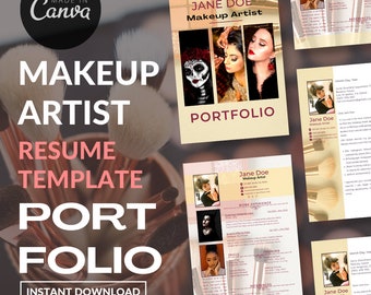 Makeup Artist Resume Template: Canva Editable, Cosmetology Student (Digital Download)