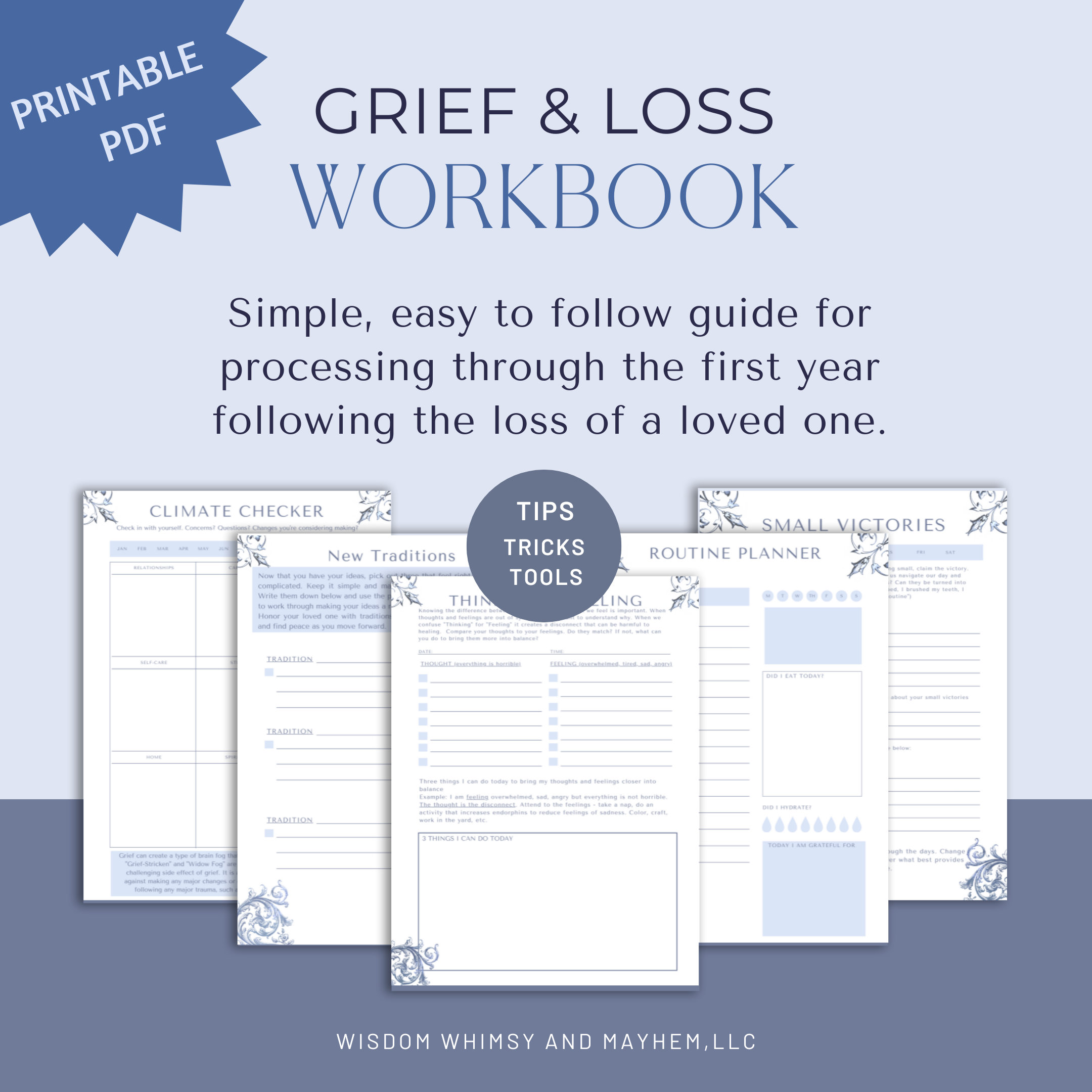 PRINTABLE Grief and Loss Workbook Printable Planner/workbook First Year