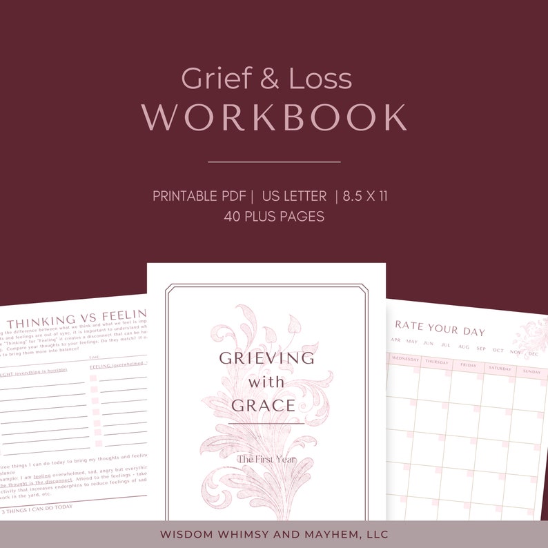 PRINTABLE Grief and Loss Workbook Printable Planner/workbook First Year