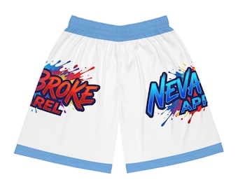 Never Broke Apparel basketball shorts | graffiti splash logo