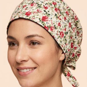 Floral Patterned Handmade Scrub Cap