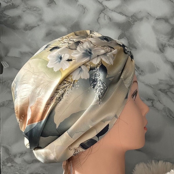 Mulberry Silk Sleep Bonnet | Pure Silk Sleep cap | Twisted Turban | Sleep Hair Cap | Great gifts for her-Women hair bonnet | Dahlia