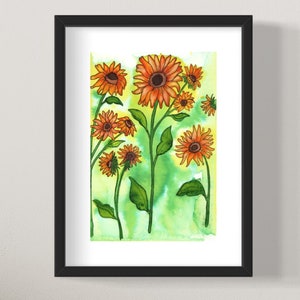 8x10 unframed matted prints with 5 x7 image- Field of Sunflowers