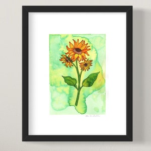 8x10 unframed matted prints with 5 x7 image- Sunflower Trio