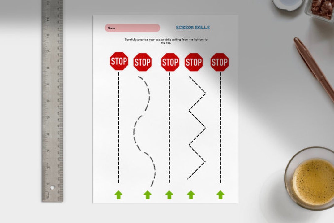 Scissors Skills PDF Printable Worksheets, Scissors Practice, Cutting ...