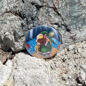 Legend of Zelda- Adult Link Horse Button| Chibi