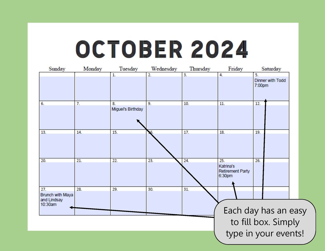 20232025 Printable Editable Calendars Monthly Calendar Etsy