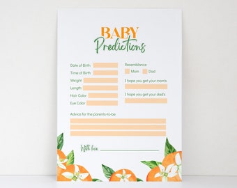 Little Cutie Baby Shower Printable Game, Baby Predictions Activity, Baby Shower Games, Baby Sprinkle Games, Citrus, Instant Download
