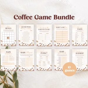 Coffee Baby Shower Game Bundle, Coffee Baby Sprinkle Games, Set of 10, Gender Reveal Games, A Baby is Brewing Game Bundle, Instant Download