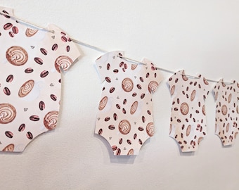 Coffee Baby Shower Onesie Banner, Gender Reveal Garland