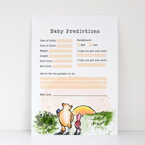 Winnie the Pooh Predictions and Advice, Winnie the Pooh Baby Shower Activity, Pooh Bear Baby Shower Activity, Piglet, Instant Download
