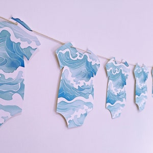 Ocean Baby Shower Banner, Ocean Baby Shower Garland, Ocean Baby Sprinkle Banner, Ocean Gender Reveal Garland, Baby on Board Banner, Onesie