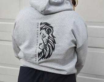 Minimalist Lion Graphic Hoodie – Unisex Christian Pullover