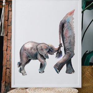 Elephant: Baby and mother Elephant Fine Art Print