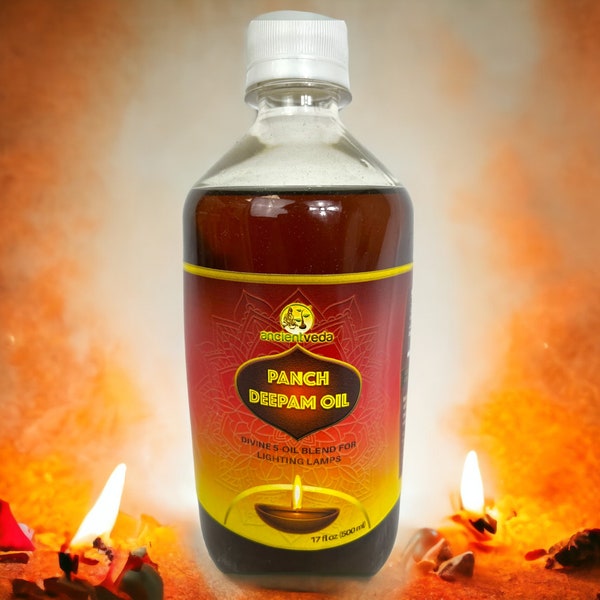 Ancient Veda Panch Deepam Oil/Divine Oil/Lighting lamps/Neem Oil, Mahua Oil, Castor Oil, cow's Ghee oil 500ml