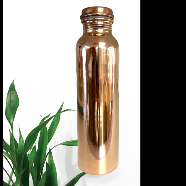 Copper Bottle 1L Authentic Ayurvedic Copper Water Bottle - Leak-Proof Seal Cap, Joint-Free Design, 33 ounces